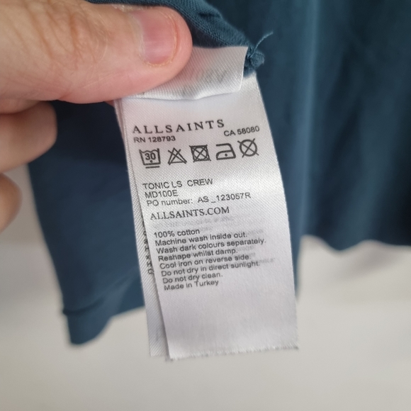 Allsaints green tonic ls crew long sleeve t shirt Size large - Picture 3 of 5
